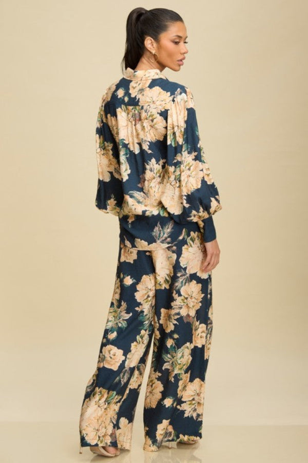 Midnight Bloom Satin Set