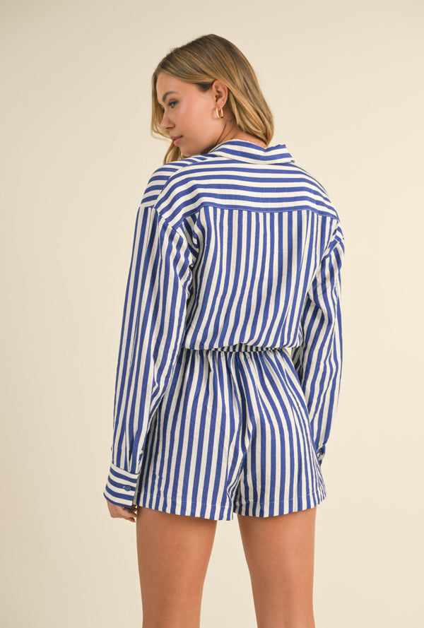 Blue and White Stripped Romper