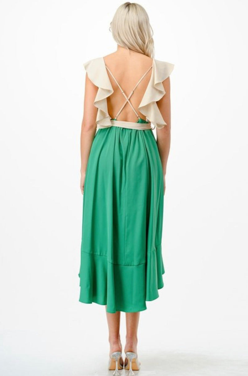 Zahara Asymmetric Green Dress