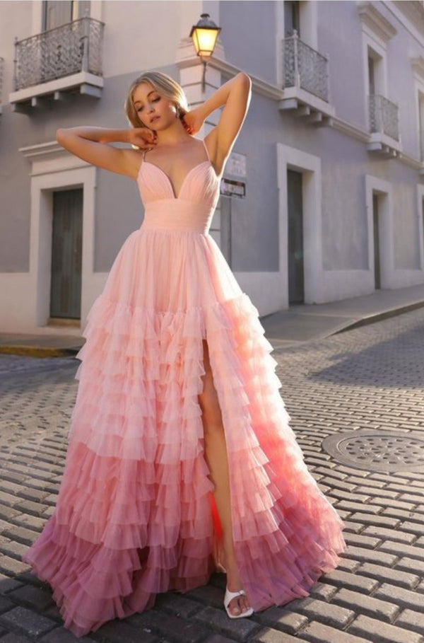 blush ombre gown, blush ombre dress, pink dress, pink party dress