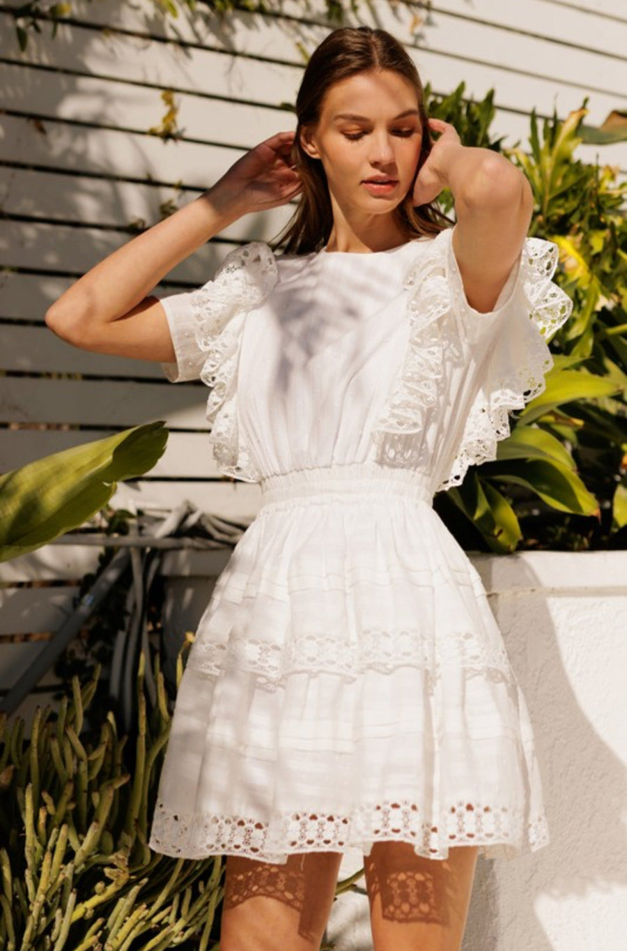 Vana White Ruffle Dress