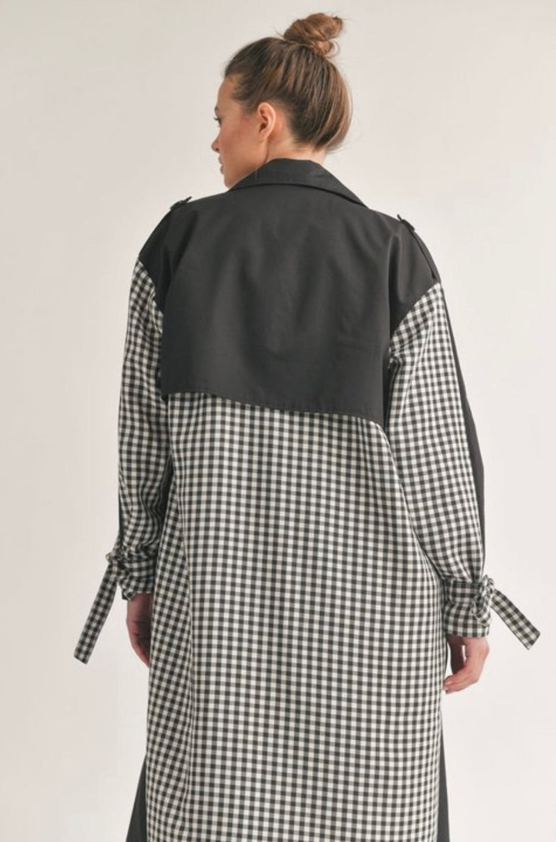 Katie’s Black And White Checkered Trench Coat