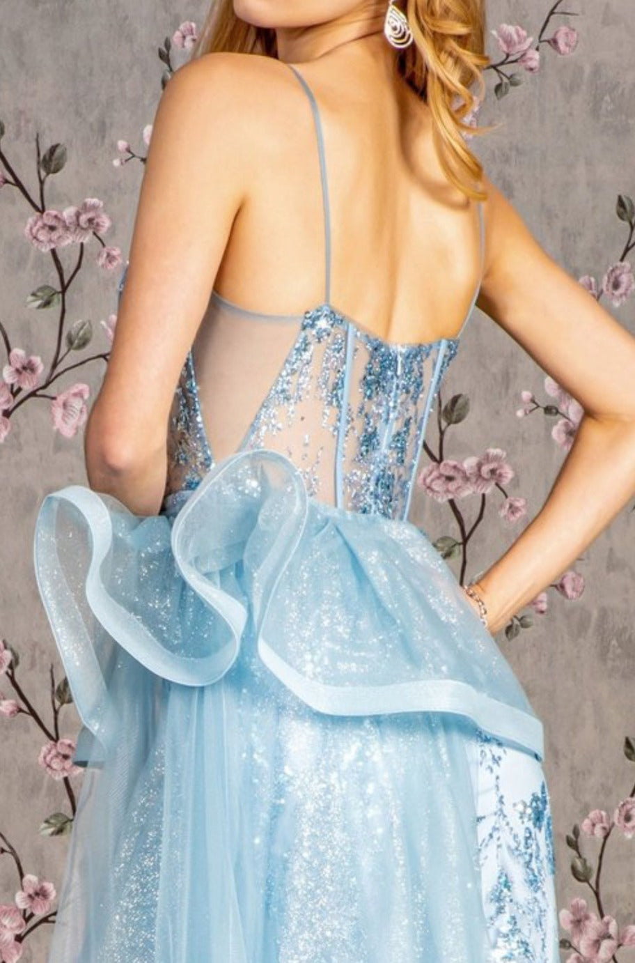 Fuchsia gown, detail view
