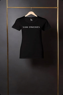 black t-shirt, black logo t-shirt, black shirt, SAM D'MONES Logo T-Shirt, Vivian Abreu
