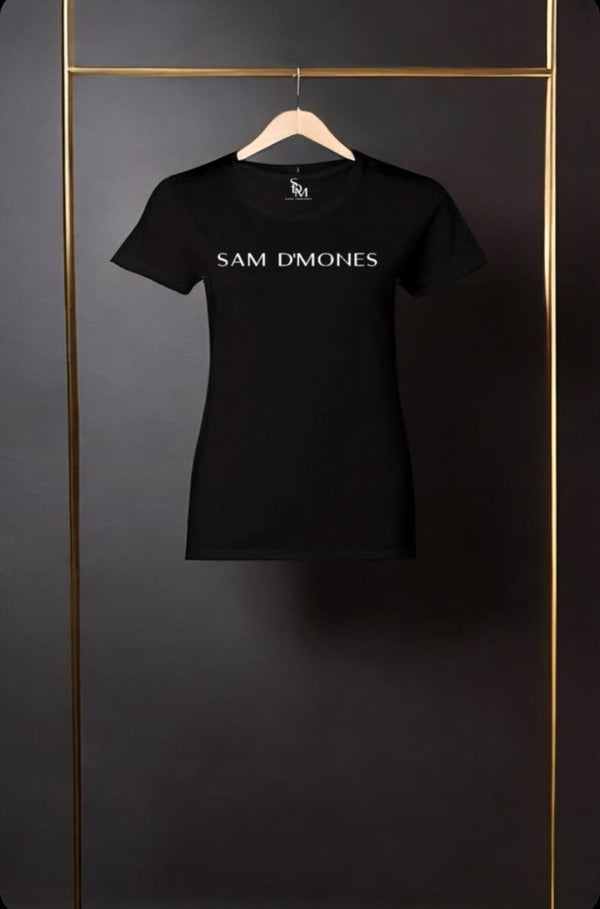 black t-shirt, black logo t-shirt, black shirt, SAM D'MONES Logo T-Shirt, Vivian Abreu