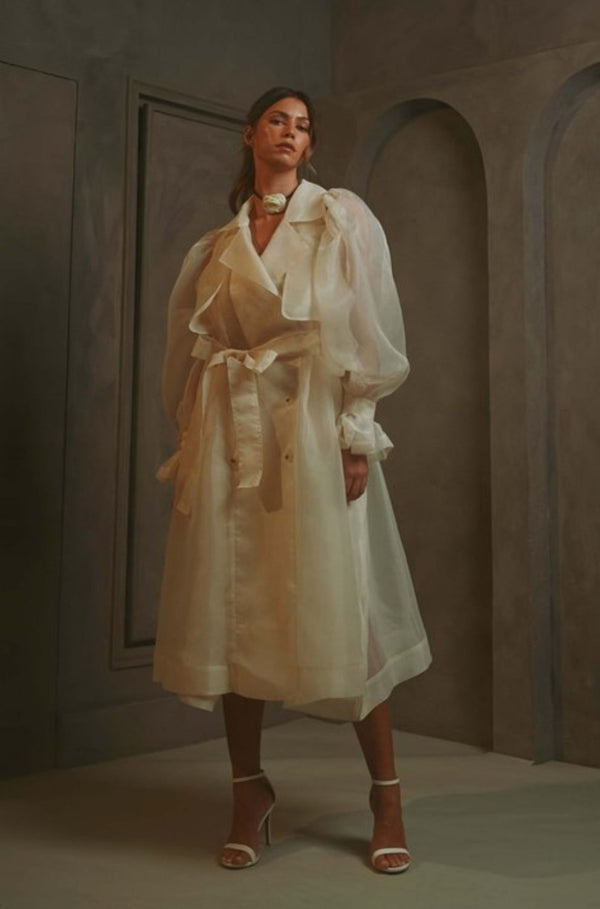 Karma Cream Trench Sheer Coat