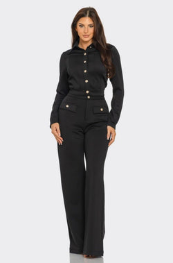 Women's black pant set, Women's work wear pant set, women's office attire, Women's two piece black pant set, 