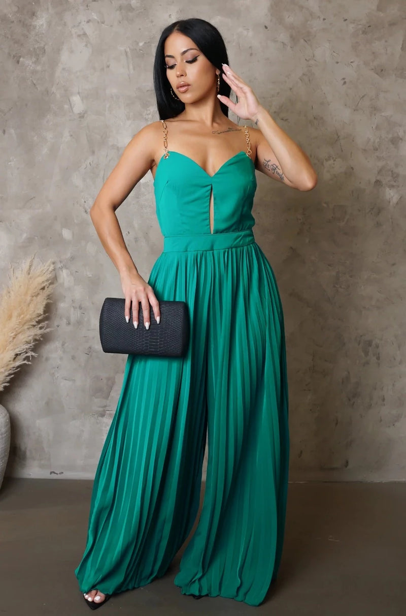 Turquoise pleated jumpsuit, green jumpsuit, pleated jumpsuit, party jumpsuit, jumpsuit