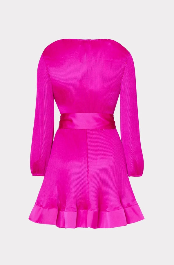 Liv Satin Pleated Dress By Milly