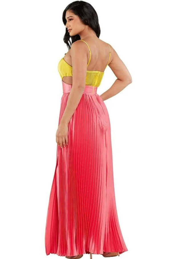 Cabo Lime and Pink Pleated Dress