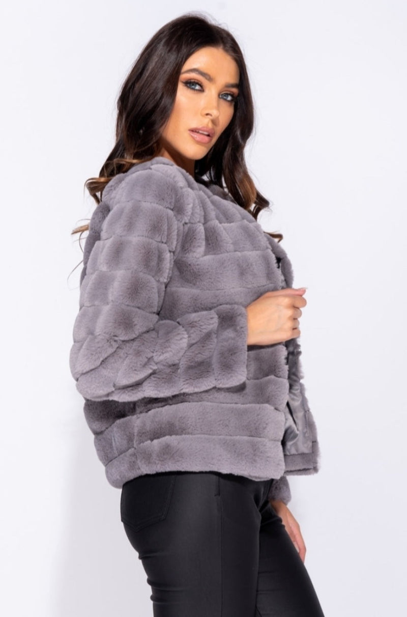 Grey Faux Fur Jacket
