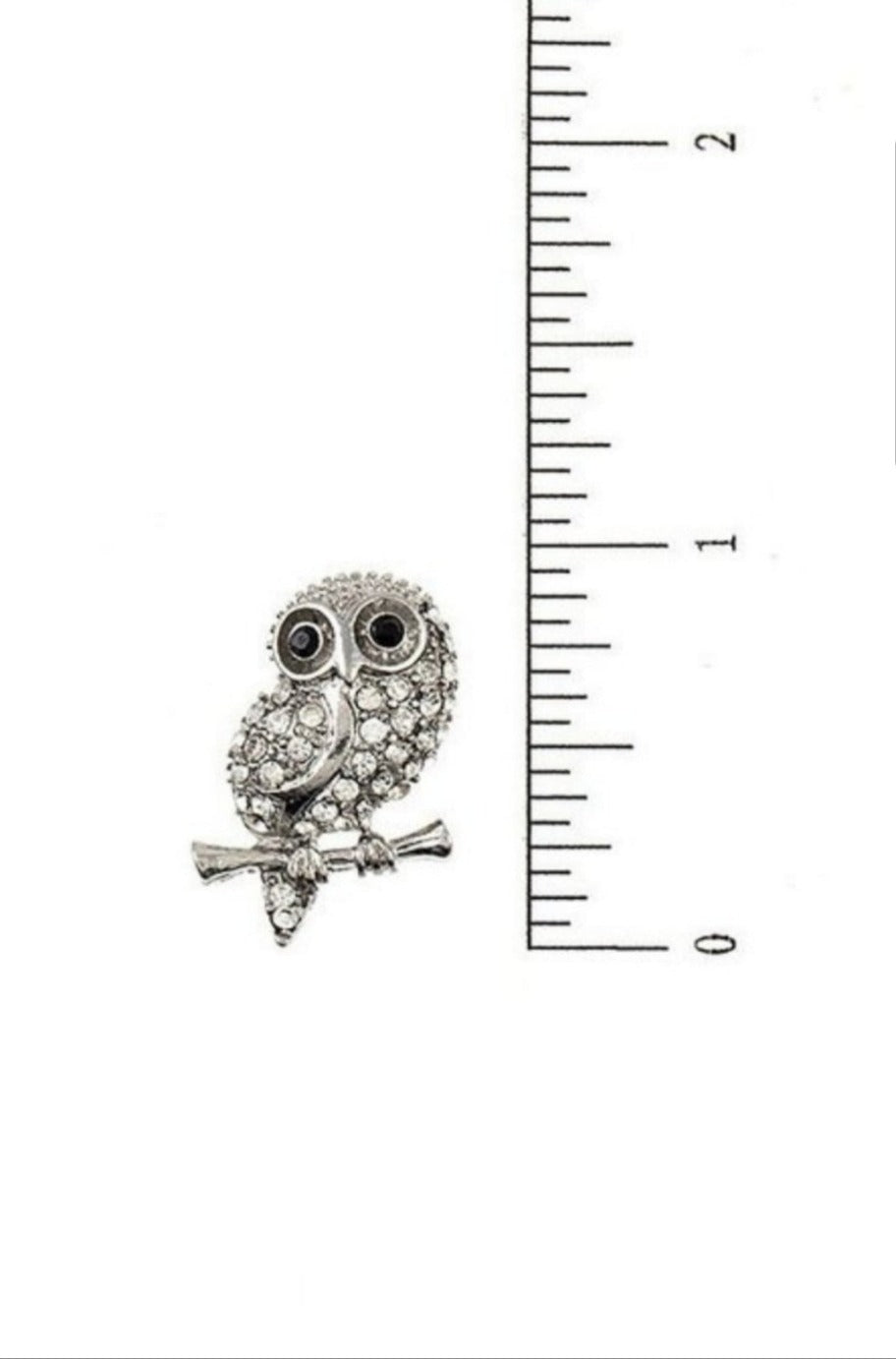 Silver owl earrings, detail view