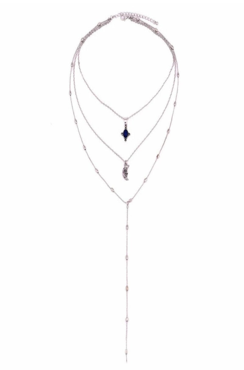 three layer necklace, silver necklace, necklace