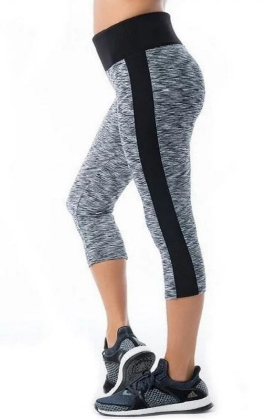 Mid-calf athletic leggings, back view