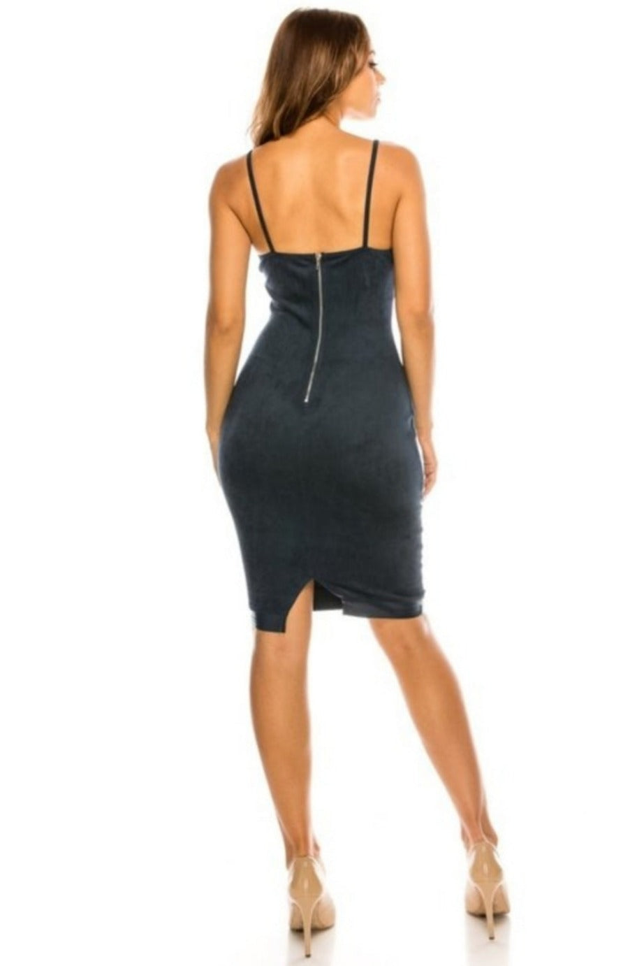 Teal bodycon dress, alternate view