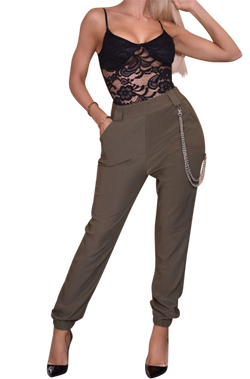 olive cargo pants, cargo pants, fitted cargo pants, olive pants, pants, chain pants, chain cargo pants, bottoms
