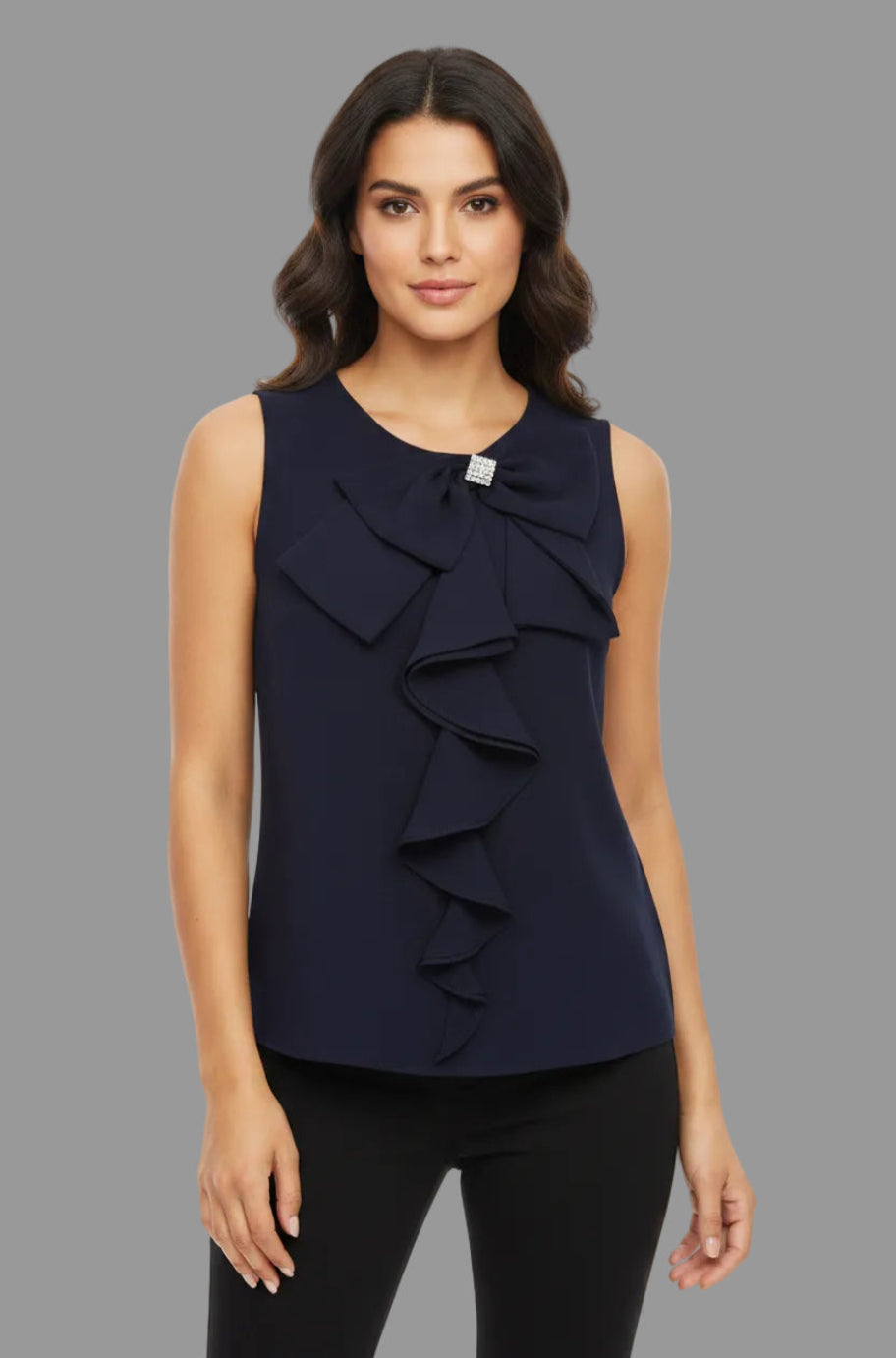 Navy blue top with ribbon detail