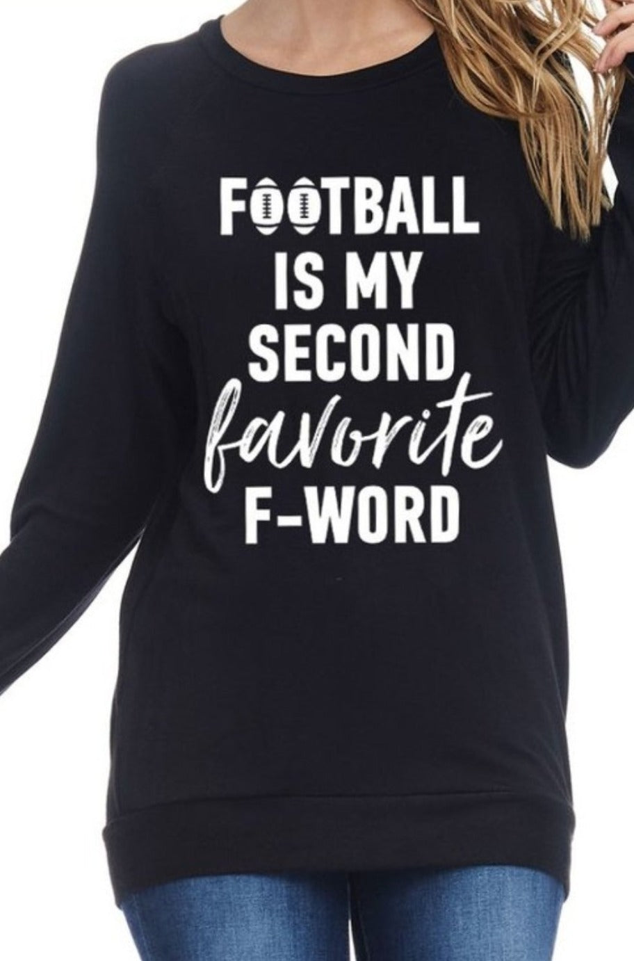Black football graphic long-sleeve top