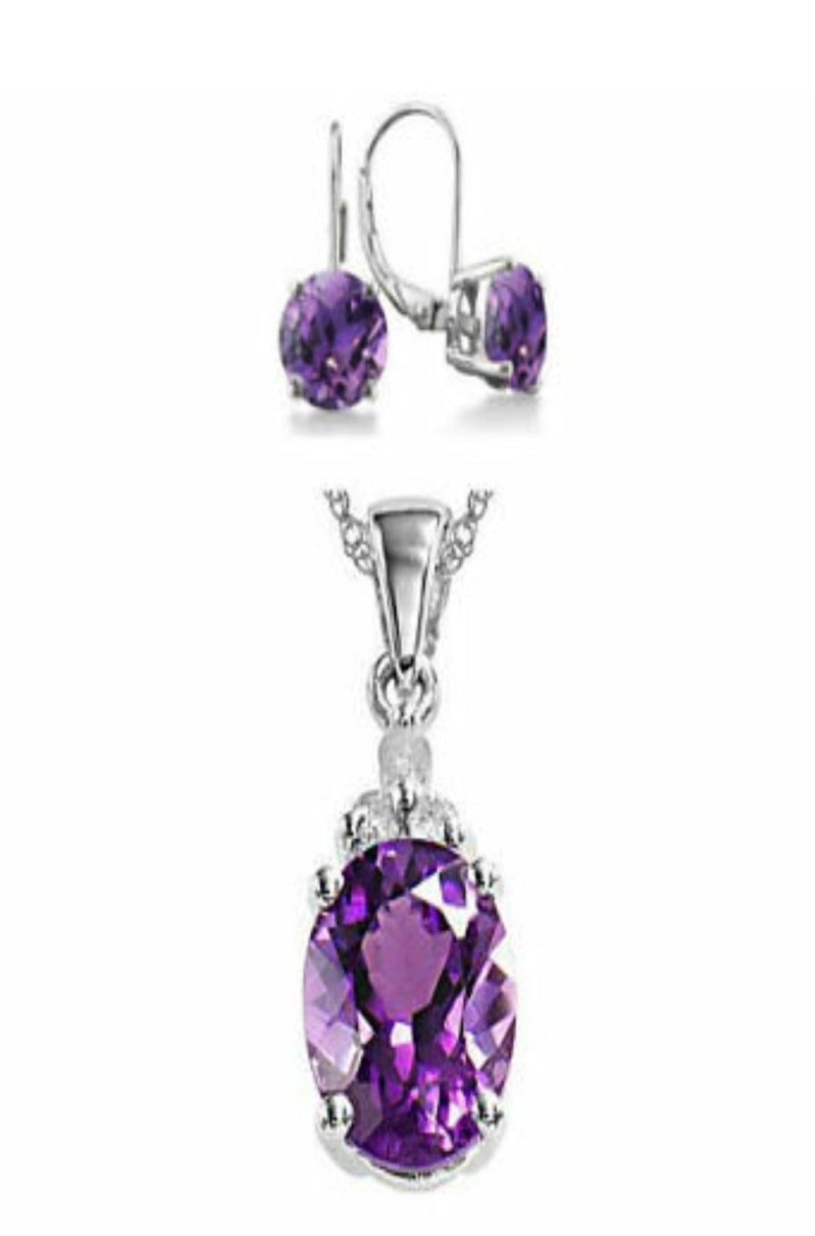 Amethyst pendant necklace with matching earrings