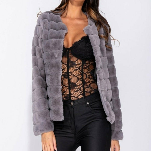 Grey Faux Fur Jacket - SAM D'MONES