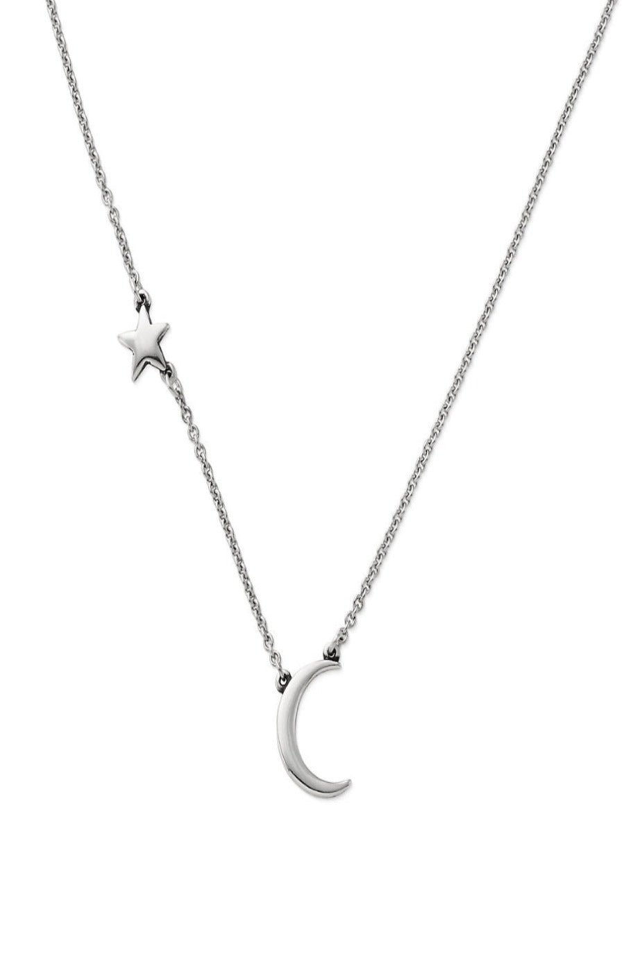 Silver moon and star pendant necklace