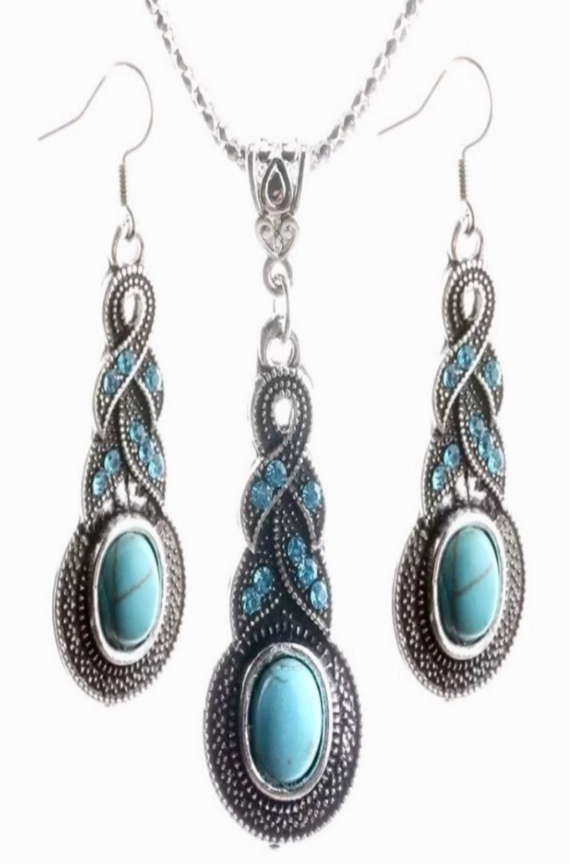 three piece earrings and necklace set, earring and necklace et, silver earrings set, necklace, earrings, handmade set