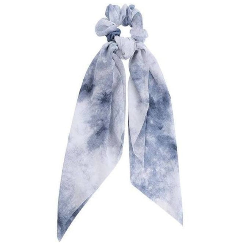 blue and whit tie dye scrunchie scarf, scrunchie, hair accessories