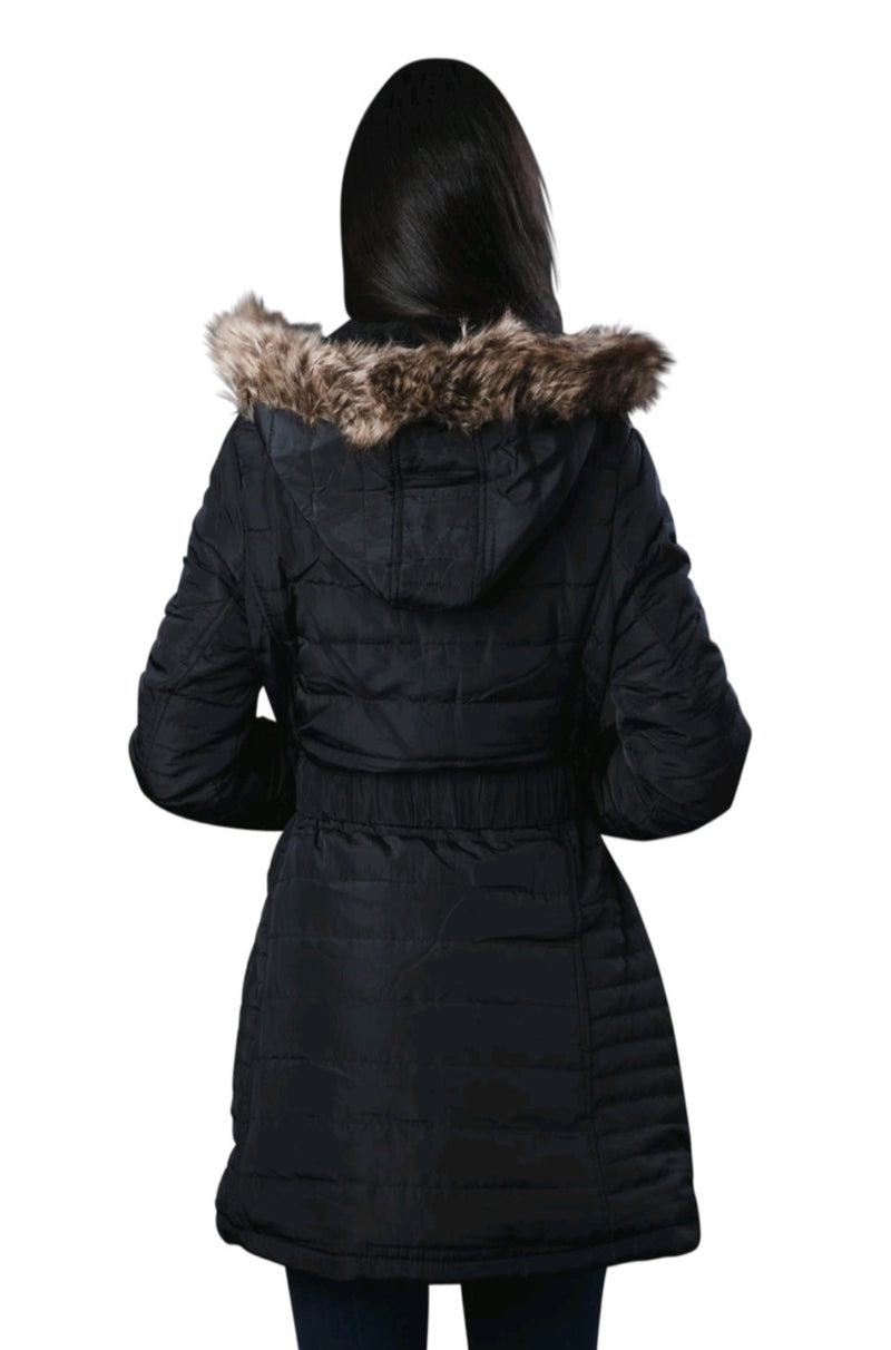 Faux Fur Trim Puffer Coat By SAM D'MONES