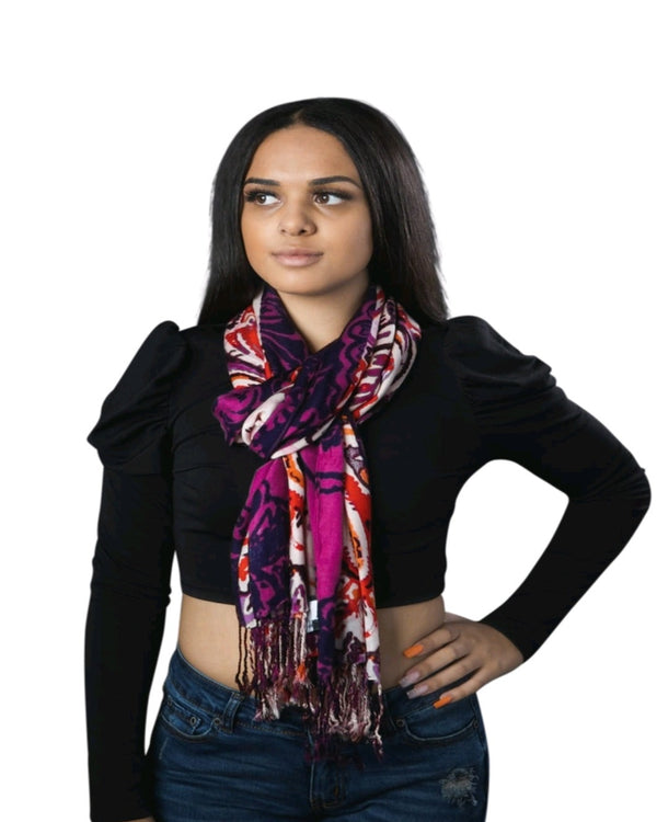 multi-color scarf, scarf, floral scarf, colorful scarf