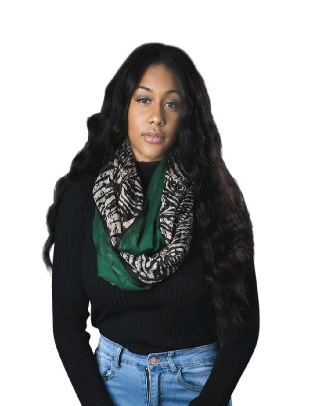 Green leopard print infinity scarf