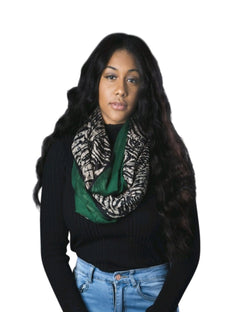 leopard print infinity scarf, infinity scarf, animal print scarf, scarf, green scarf