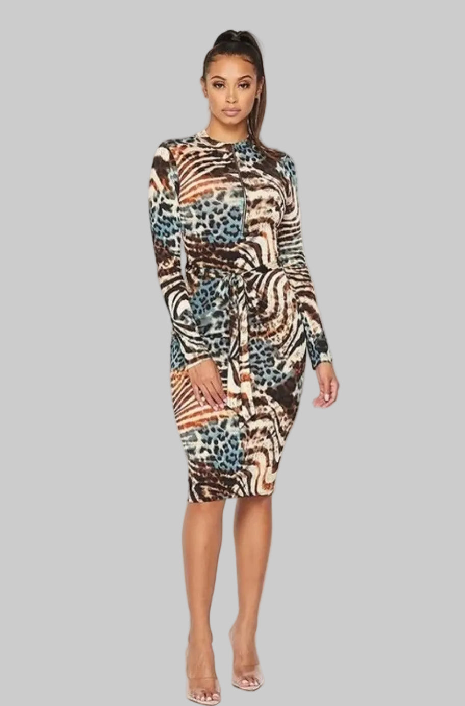Animal print bodycon dress, alternate view