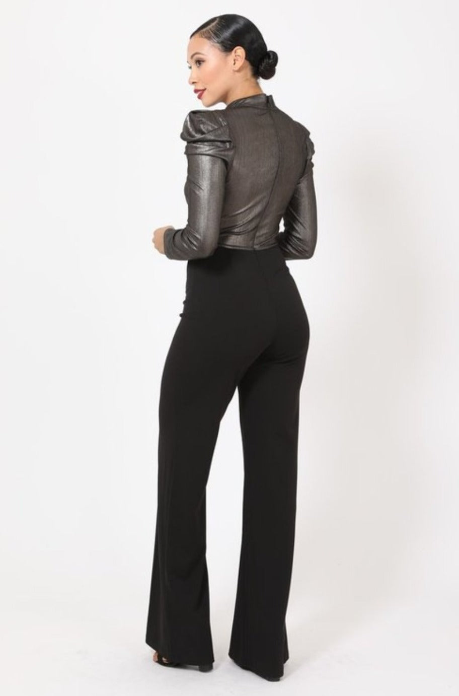 Silver jumpsuit, alternate view