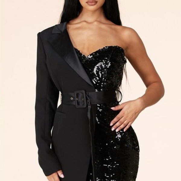 Avenue 10 Half Sequin Blazer Dress Avenue 10 Half Sequin Blazer Dress