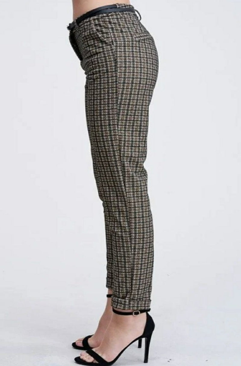 Plaid Ankle Cuffed Pants