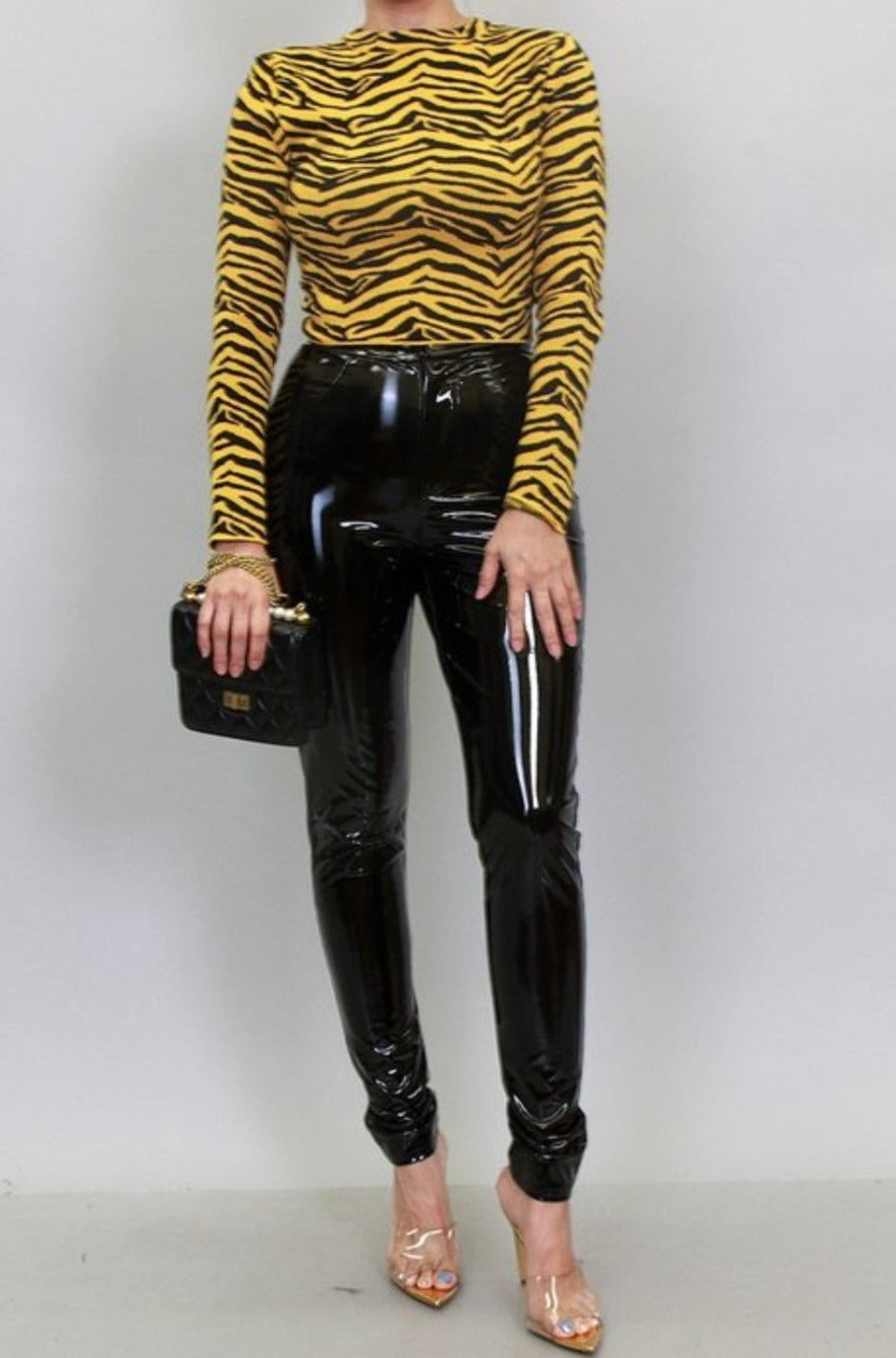 Zebra print cropped sweater, back view
