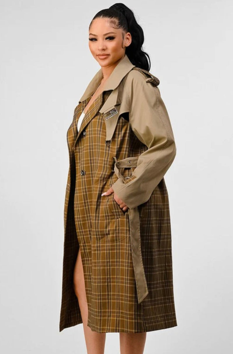 Plaid Trench Coat