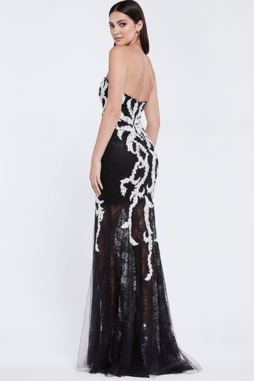 Black and white gown, alternate view