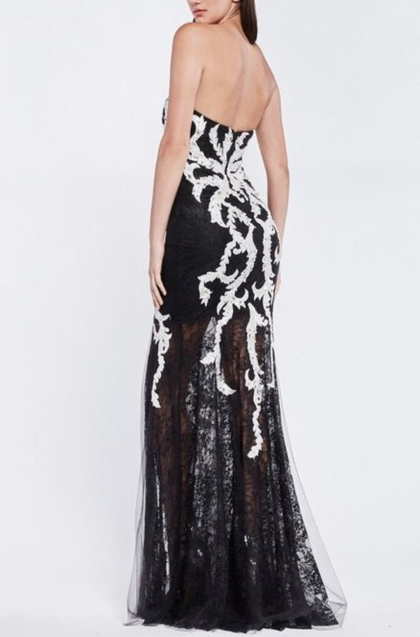 Flavia Black and White Gown