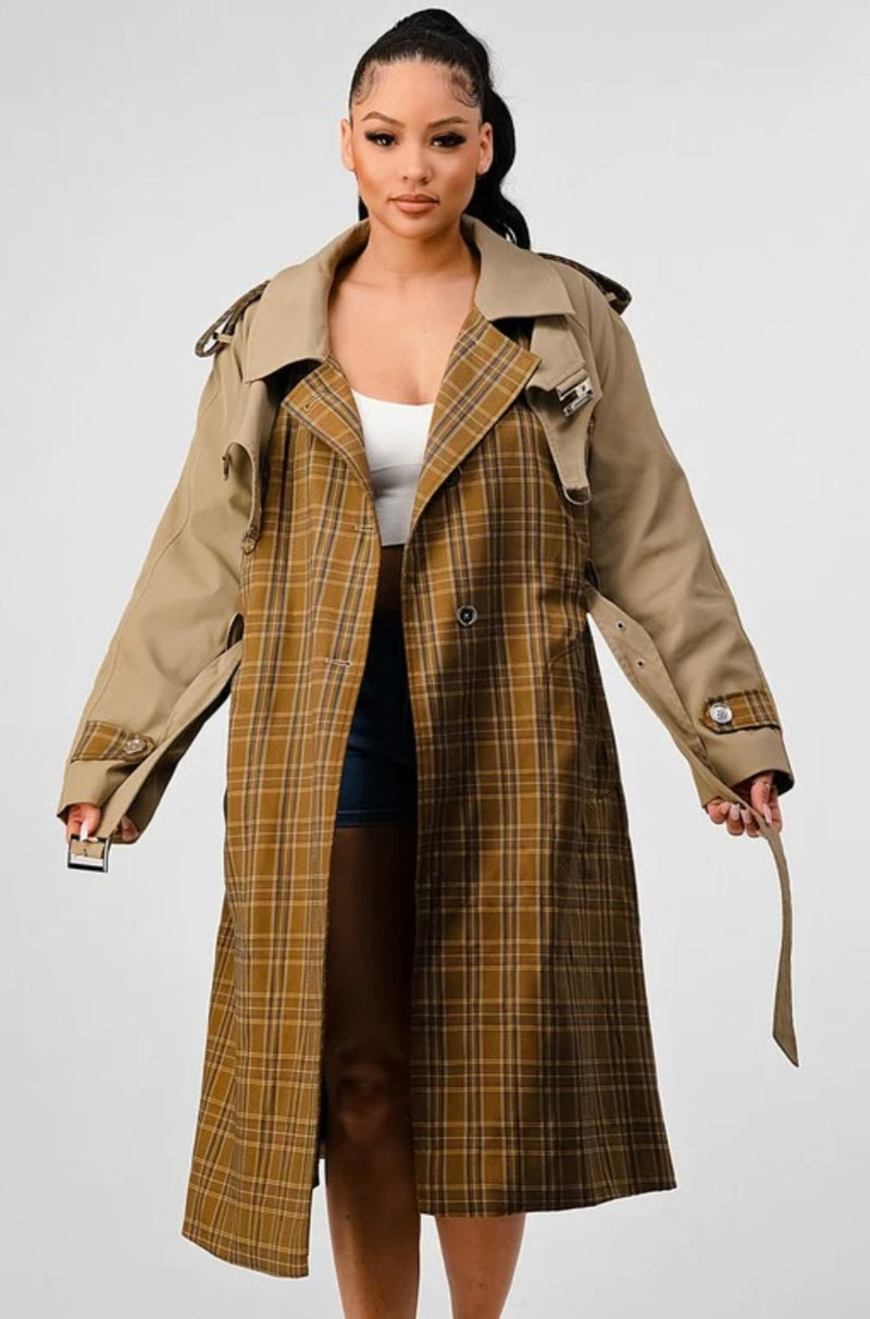 Plaid Trench Coat
