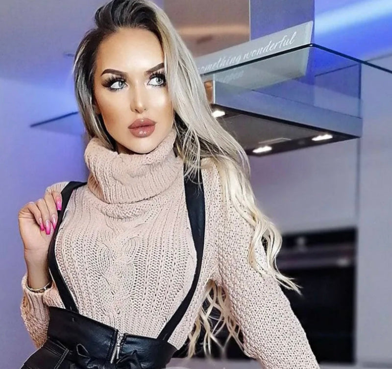 High Neck Crop Top Sweater