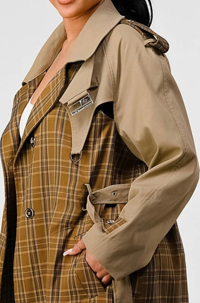 Plaid Trench Coat
