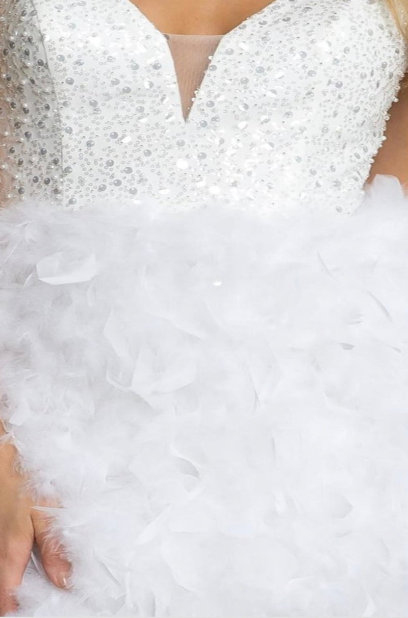 Victoria Sequin Feather Corset Cocktail Dress - SAM D'MONES Victoria Sequin Feather Corset Cocktail Dress - SAM D'MONES