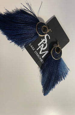tassel earrings, earrings, navy earrings, blue earrings