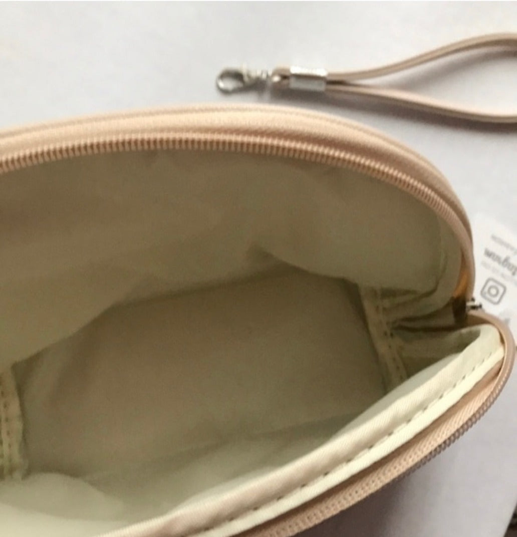 Navy and white striped cosmetic bag, alternate view