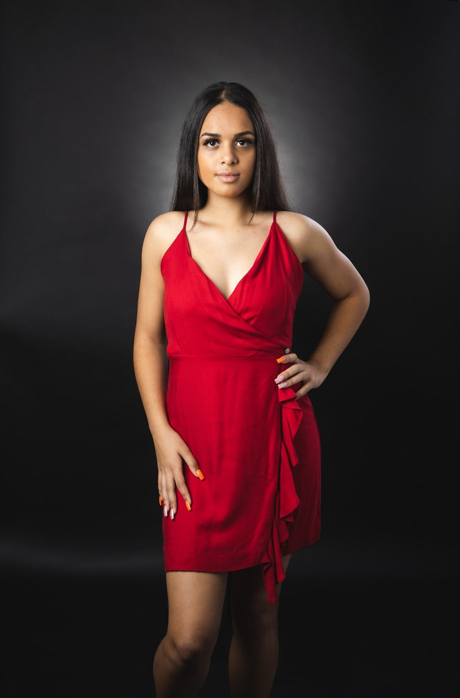 Red rayon wrap dress