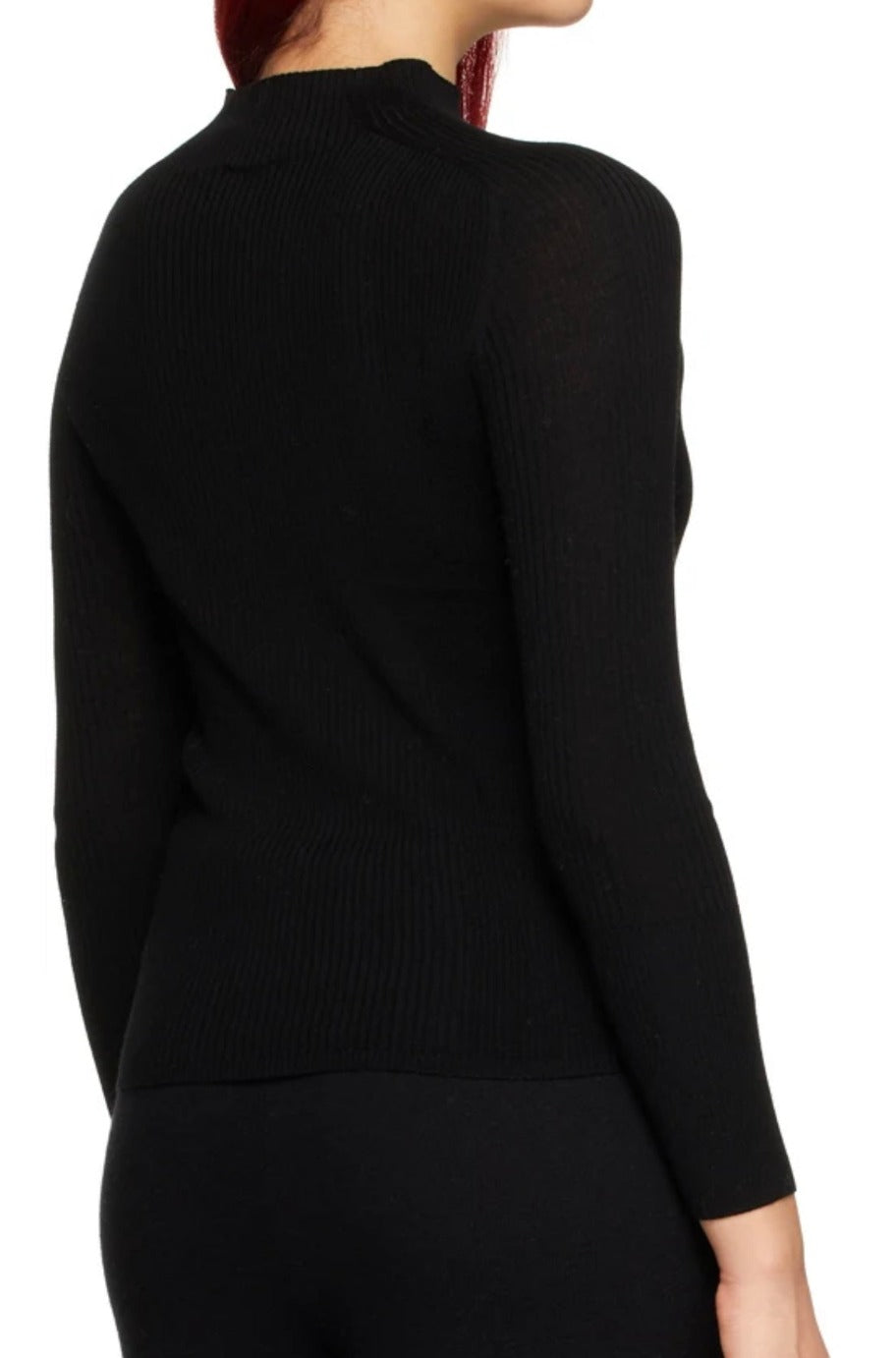 Black fitted knit sweater, alternate view