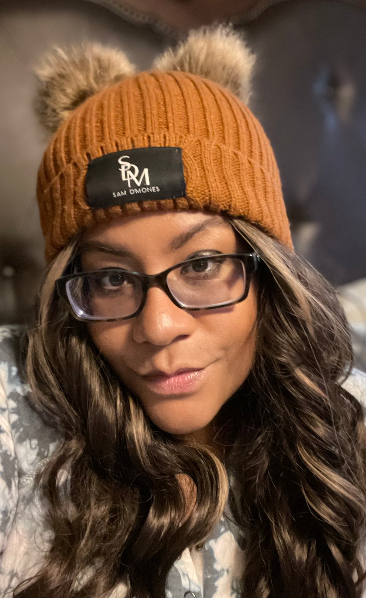 Pom pom beanie hat, alternate view