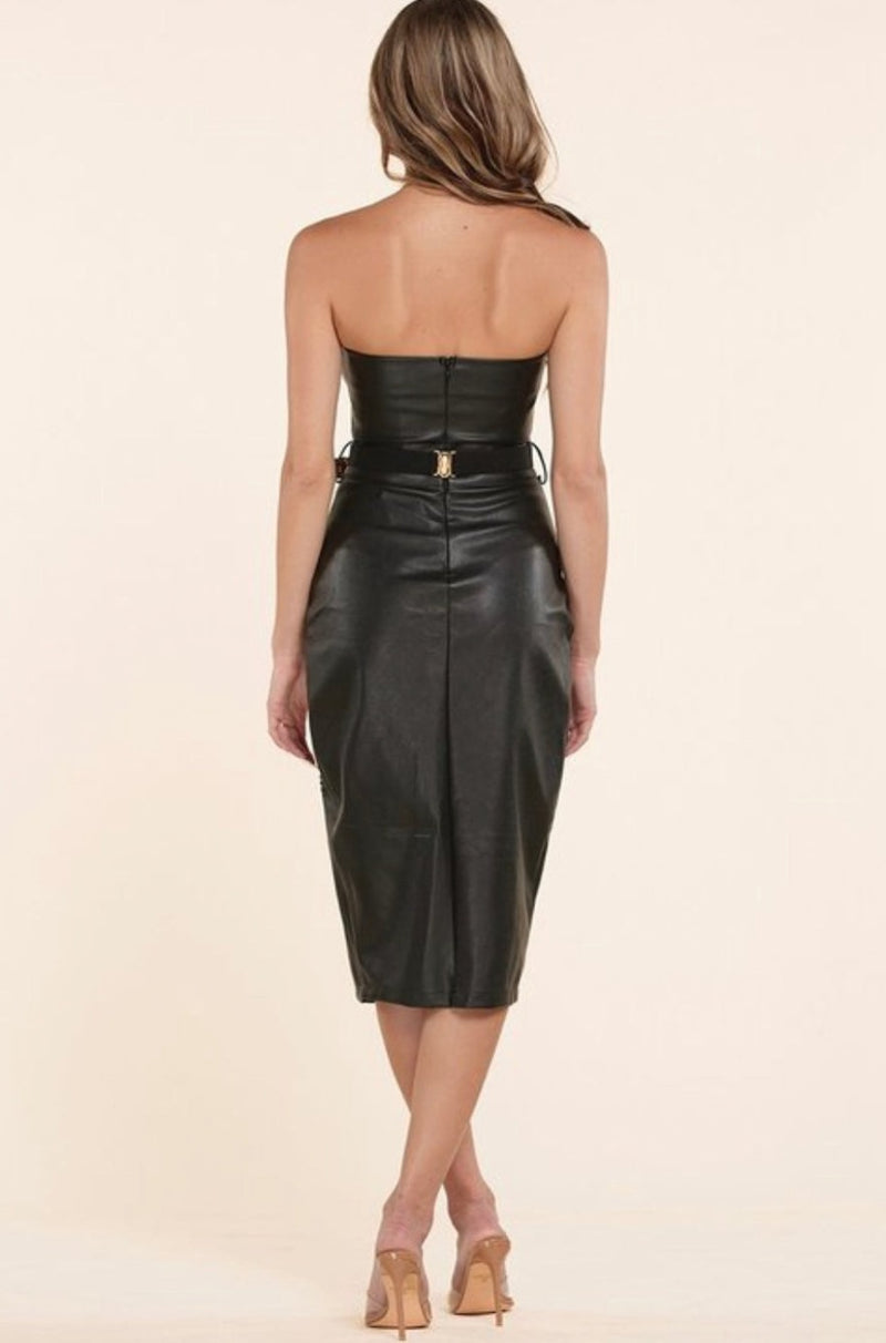 Essence Vegan Leather Midi Dress