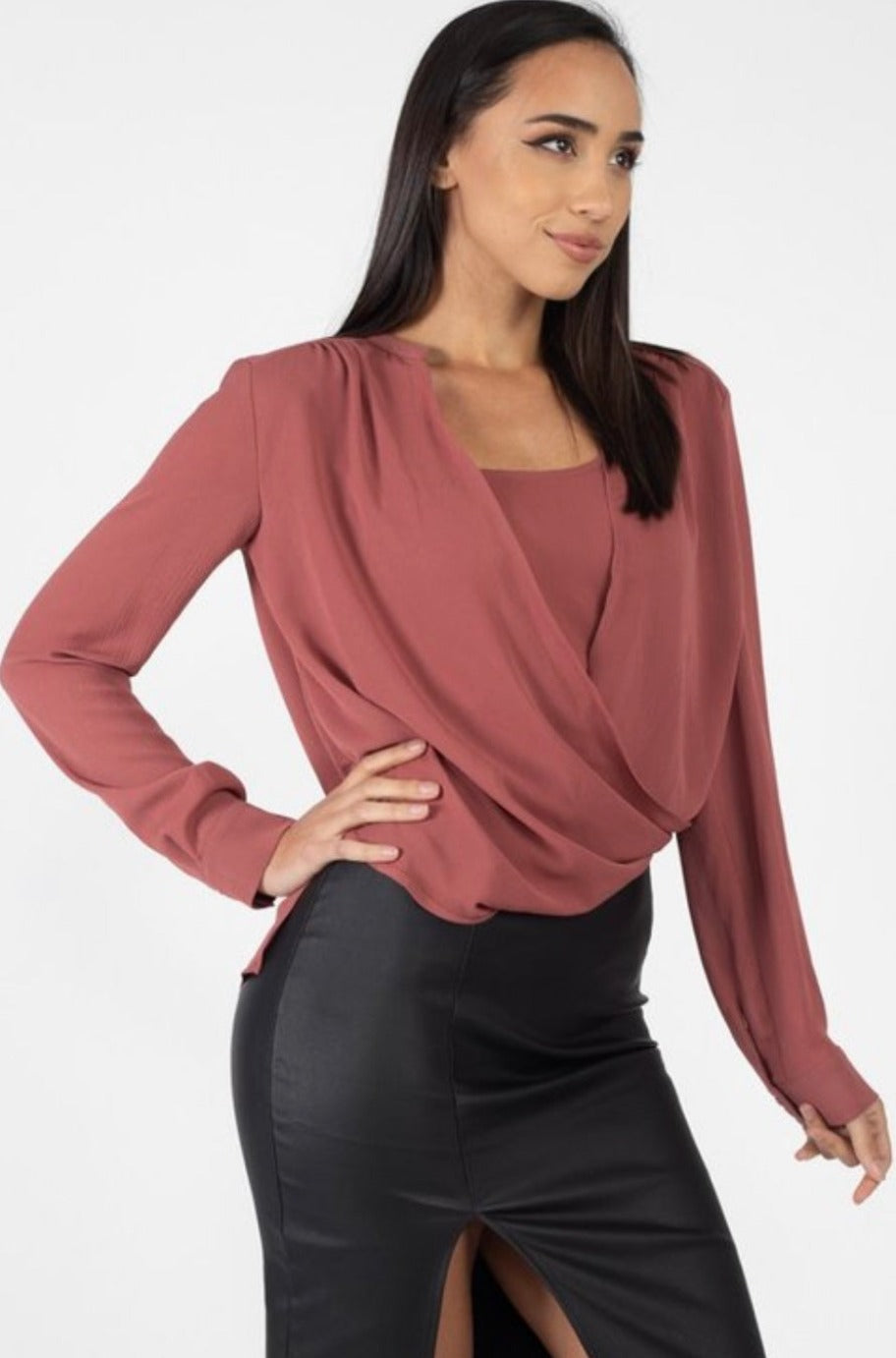 Marsala wrap blouse, alternate view